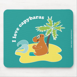 Ik hou van capybara's Tropisch strand kunst Muismat