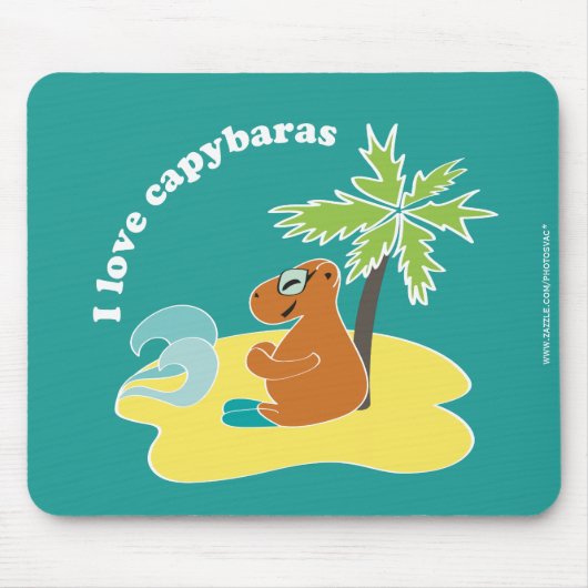 Ik hou van capybara's Tropisch strand kunst Muismat (Voorkant)