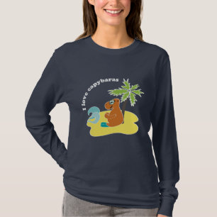 Ik hou van capybara's Tropisch strand kunst T-shirt