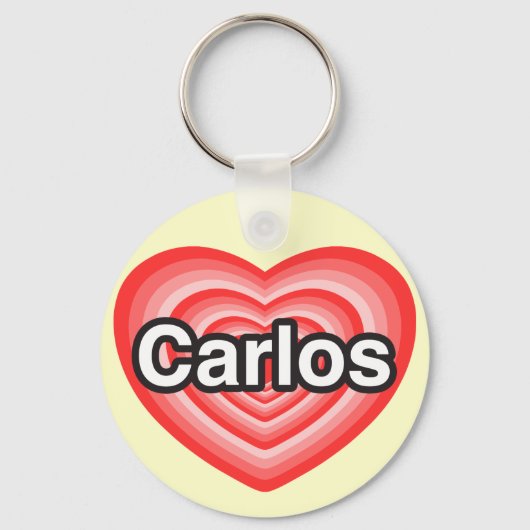 Ik hou van Carlos. Ik hou van je Carlos. Hart Sleutelhanger (Voorkant)