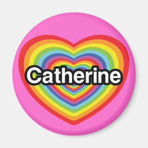 Ik hou van Catherine: regenbooghart Magneet