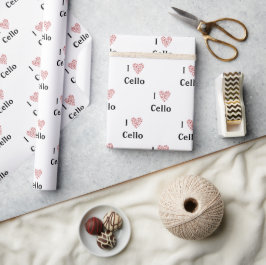 Ik hou van Cello Rood Hart van Muzieknoten Cadeaupapier