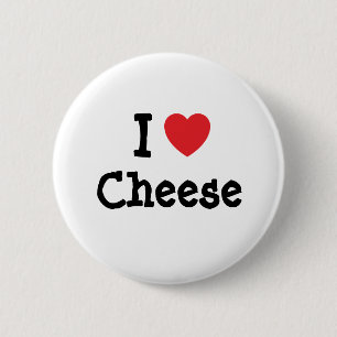 Ik hou van Cheese hart T-Shirt Ronde Button 5,7 Cm