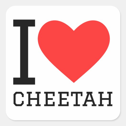 Ik hou van cheeta vierkante sticker (Voorkant)