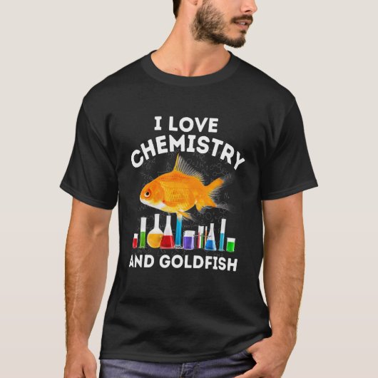Ik hou van chemie en goudvis leraar chemicus goud t-shirt (Voorkant)