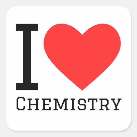 Ik hou van chemie vierkante sticker (Voorkant)