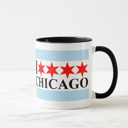 Ik hou van Chicago - Chicago Flag Style Mok (Rechts)