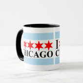 Ik hou van Chicago - Chicago Flag Style Mok (Voorkant links)