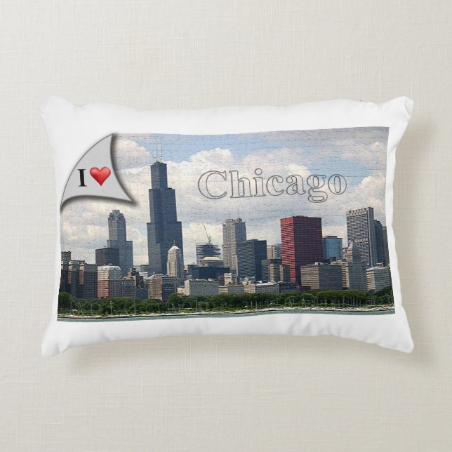 Ik hou van Chicago (kussen) Decoratief Kussen (Voorkant)