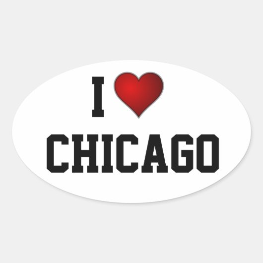 Ik hou van Chicago Ovale Sticker (Voorkant)