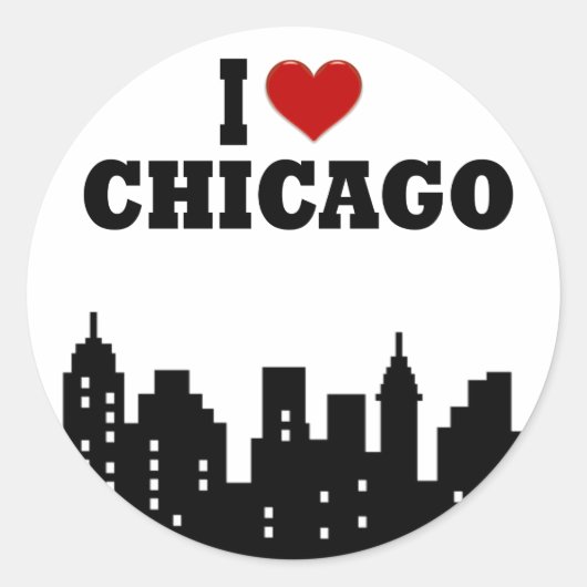 Ik hou van Chicago Ronde Sticker (Voorkant)
