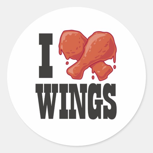 Ik hou van Chicken Wings Ronde Sticker (Voorkant)