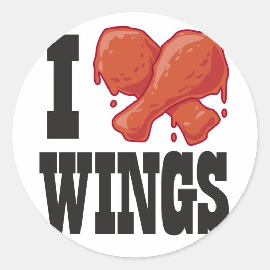 Ik hou van Chicken Wings Ronde Sticker (Voorkant)