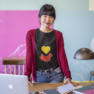 Ik hou van China Verticaal I Heart Chinese vlag Ma T-shirt