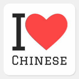 Ik hou van Chinees Vierkante Sticker