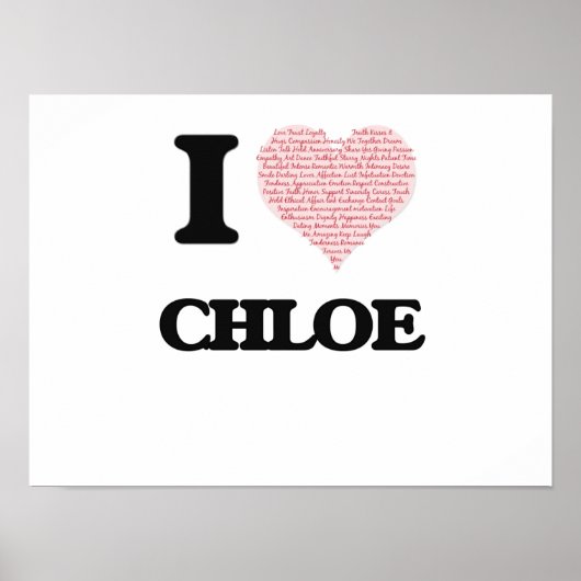 Ik hou van Chloe (hart gemaakt van woorden) design Poster (Voorkant)