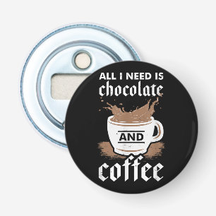 Ik hou van chocolade en koffie button flesopener