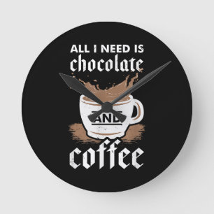 Ik hou van chocolade en koffie ronde klok