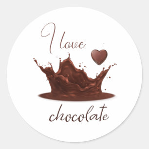 Ik hou van chocolade, grappige chocoladedag ronde sticker