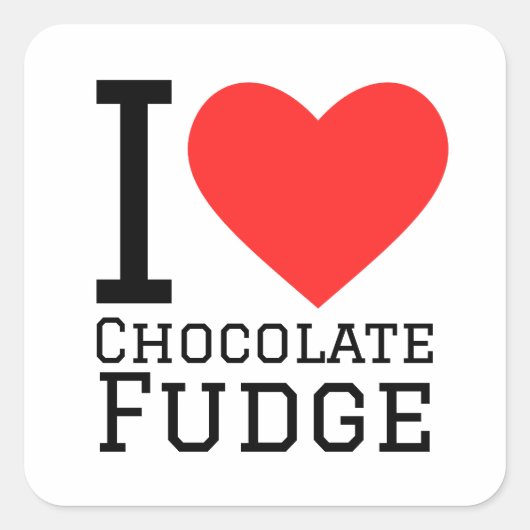 Ik hou van chocoladefudge vierkante sticker (Voorkant)