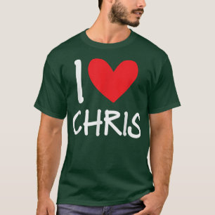 Ik hou van Chris Name Persoonlijke Mannen Guy BFF T-shirt