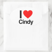 ik hou van cindy ovale sticker (Tas)