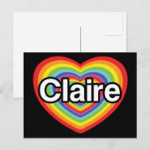 Ik hou van Claire: regenbooghart Briefkaart (Voorkant / Achterkant)