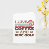 Ik hou van Coffee en Disc golf Retro Sunset Gift Kaart (Gele Bloem)