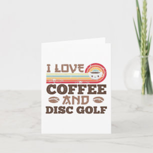 Ik hou van Coffee en Disc golf Retro Sunset Gift Kaart