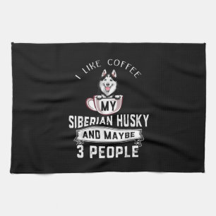 Ik hou van Coffee Mijn Husky en misschien 3 mensen Theedoek