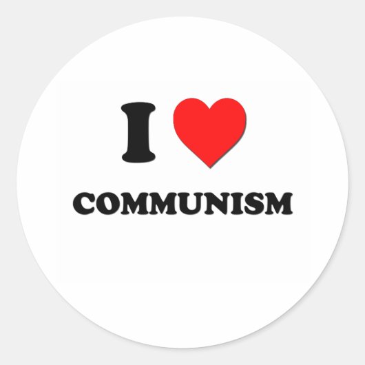 Ik hou van communisme ronde sticker (Voorkant)