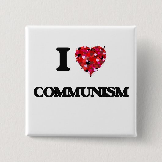 Ik hou van communisme vierkante button 5,1 cm (Voorkant)