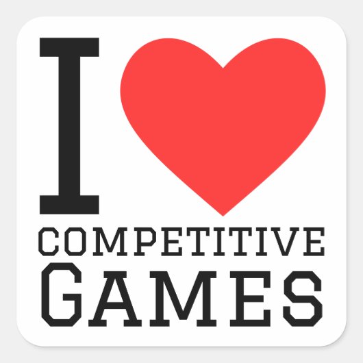 Ik hou van competitieve games vierkante sticker (Voorkant)
