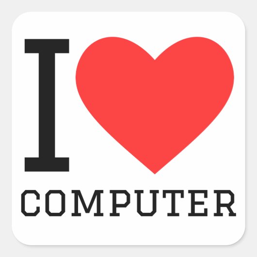 Ik hou van computer vierkante sticker (Voorkant)