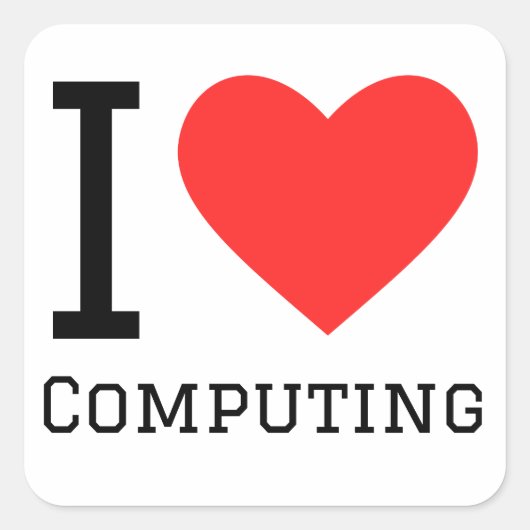 Ik hou van computers vierkante sticker (Voorkant)