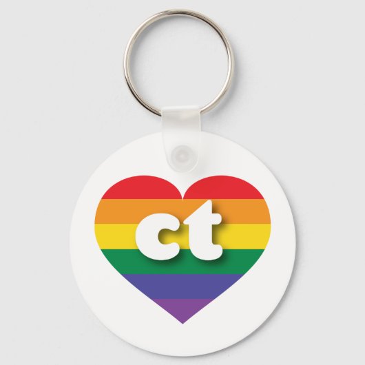 Ik hou van Connecticut Rainbow Heart Sleutelhanger (Voorkant)