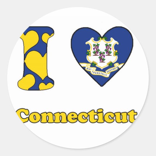 Ik hou van Connecticut Ronde Sticker (Voorkant)