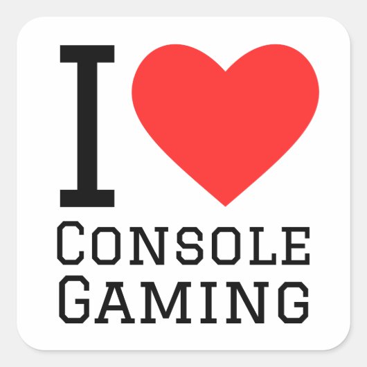 Ik hou van console gaming vierkante sticker (Voorkant)