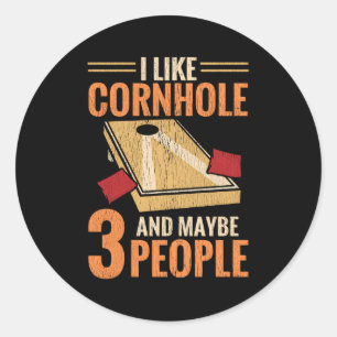 Ik hou van Cornhole en misschien 3 mensen maïsgat Ronde Sticker