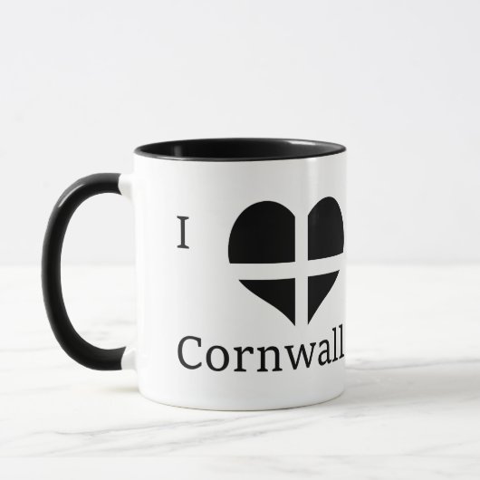 Ik hou van Cornwall Kernow St Piran Flag Heart Des Mok (Links)