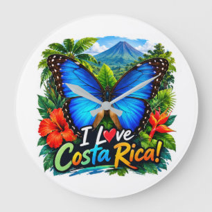 Ik hou van Costa Rica Blauwe Morpho Vlinder Grote Klok