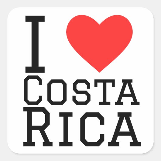Ik hou van Costa Rica Vierkante Sticker (Voorkant)