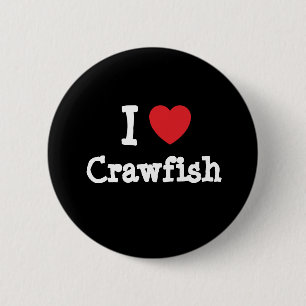 Ik hou van Crawfish hart T-Shirt Ronde Button 5,7 Cm