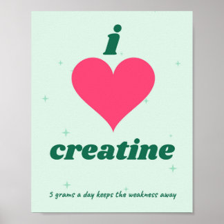 Ik hou van Creatine Grappige Gym Poster