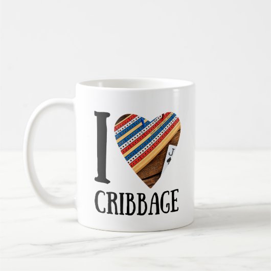 Ik hou van cribbage - hart koffiemok (Links)