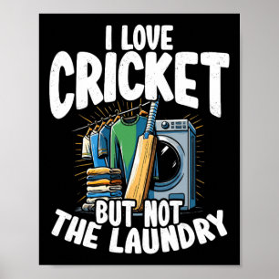 Ik hou van cricket maar niet van het wasgoedontwer poster
