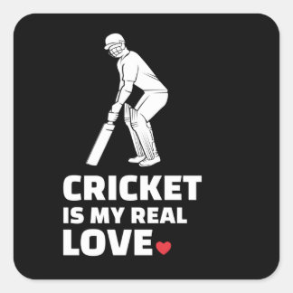 Ik hou van cricket Stylish cricket silhouette desi Vierkante Sticker