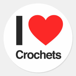 ik hou van crochets ronde sticker