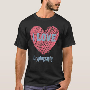Ik hou van cryptografie hart afbeelding hobby of h t-shirt