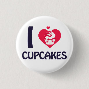 Ik hou van Cupcakes T-Shirt Ronde Button 3,2 Cm